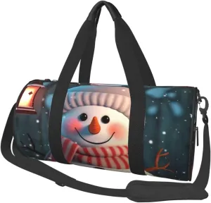 Duffel Bag for Men Women Small Gym Bag Cute Snowman Travel Duffel Bag Waterproof Overnight Bag for Sports Workout