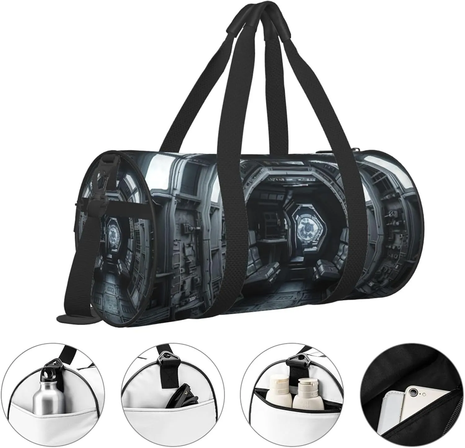 Duffel Bag for Men Women Small Gym Bag Space Capsule Interior Travel Duffel Bag Waterproof Overnight Bag for Sports Workout