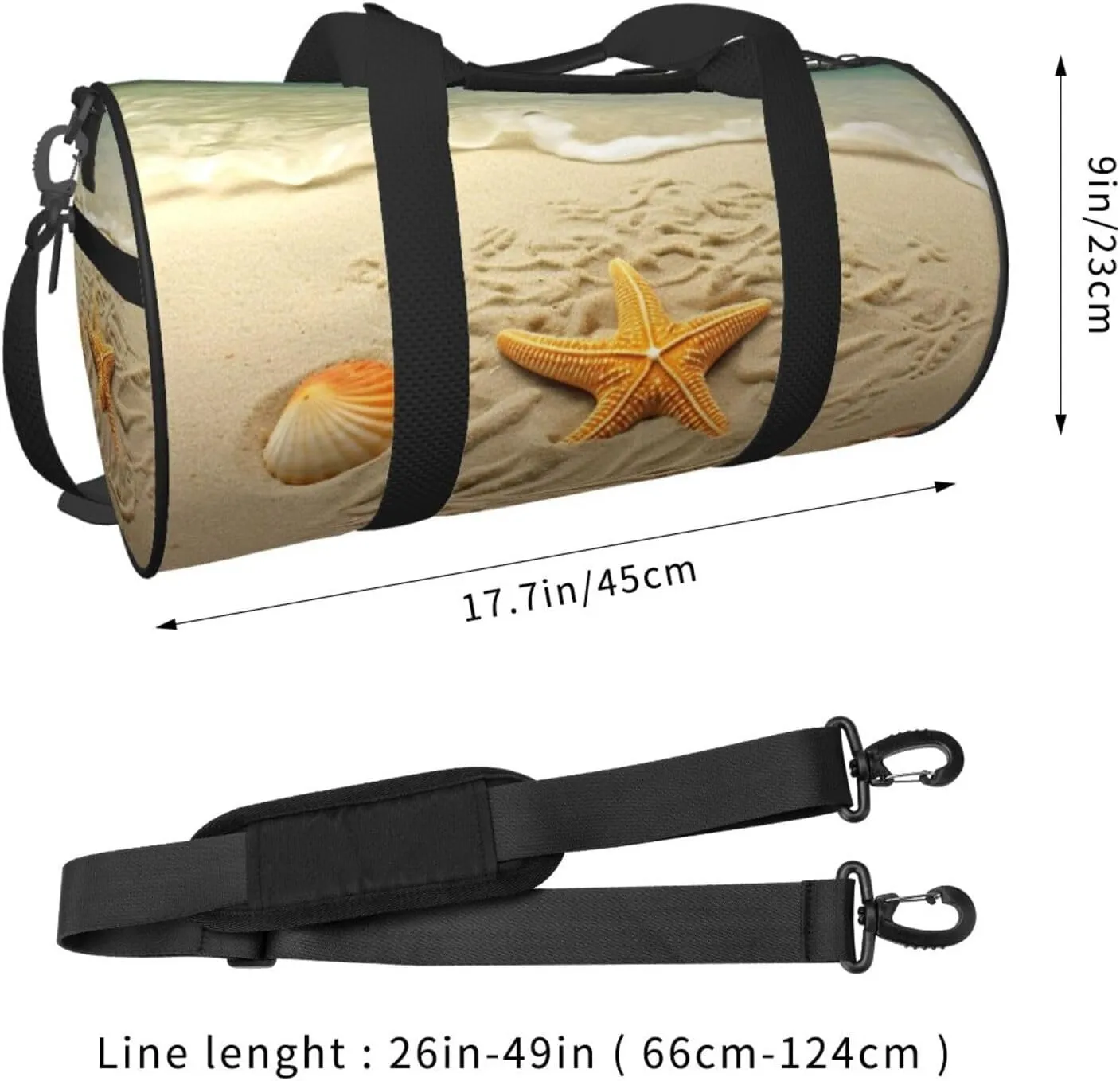 Duffel Bag for Men Women Small Gym Bag Starfish with Palm Trees Travel Duffel Bag Waterproof Overnight Bag for Sports Workout