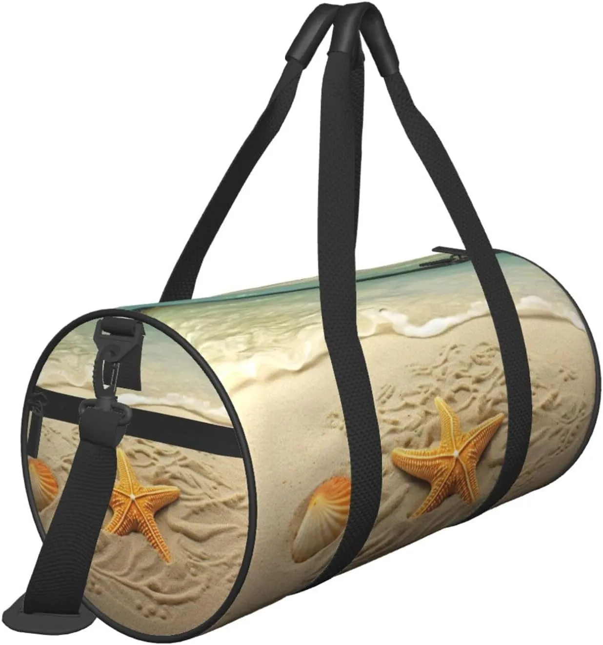 Duffel Bag for Men Women Small Gym Bag Starfish with Palm Trees Travel Duffel Bag Waterproof Overnight Bag for Sports Workout