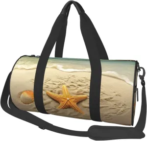 Duffel Bag for Men Women Small Gym Bag Starfish with Palm Trees Travel Duffel Bag Waterproof Overnight Bag for Sports Workout