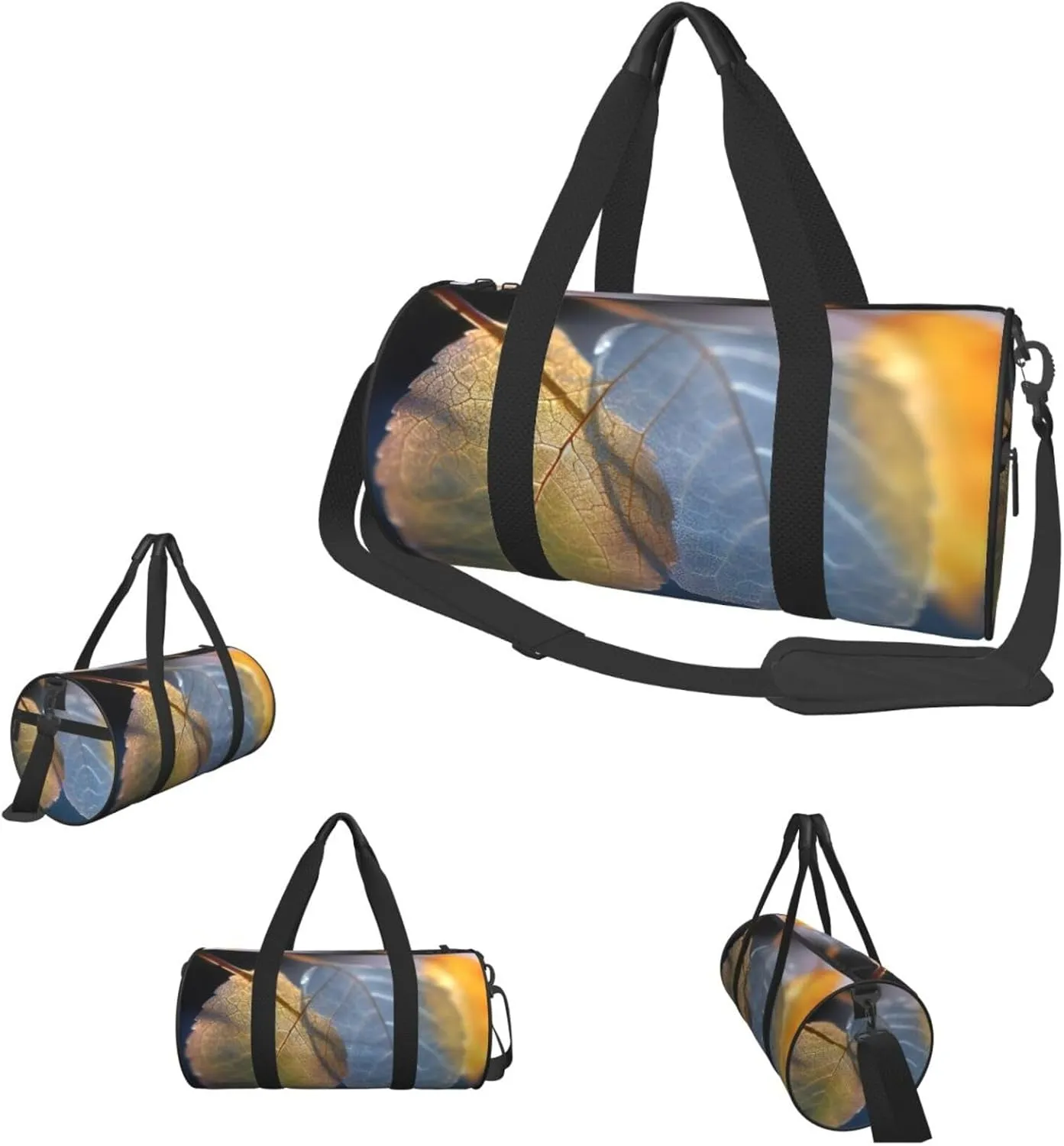 Duffel Bag for Men Women Small Gym Bag Translucent Leaves Travel Duffel Bag Waterproof Overnight Bag for Sports Workout