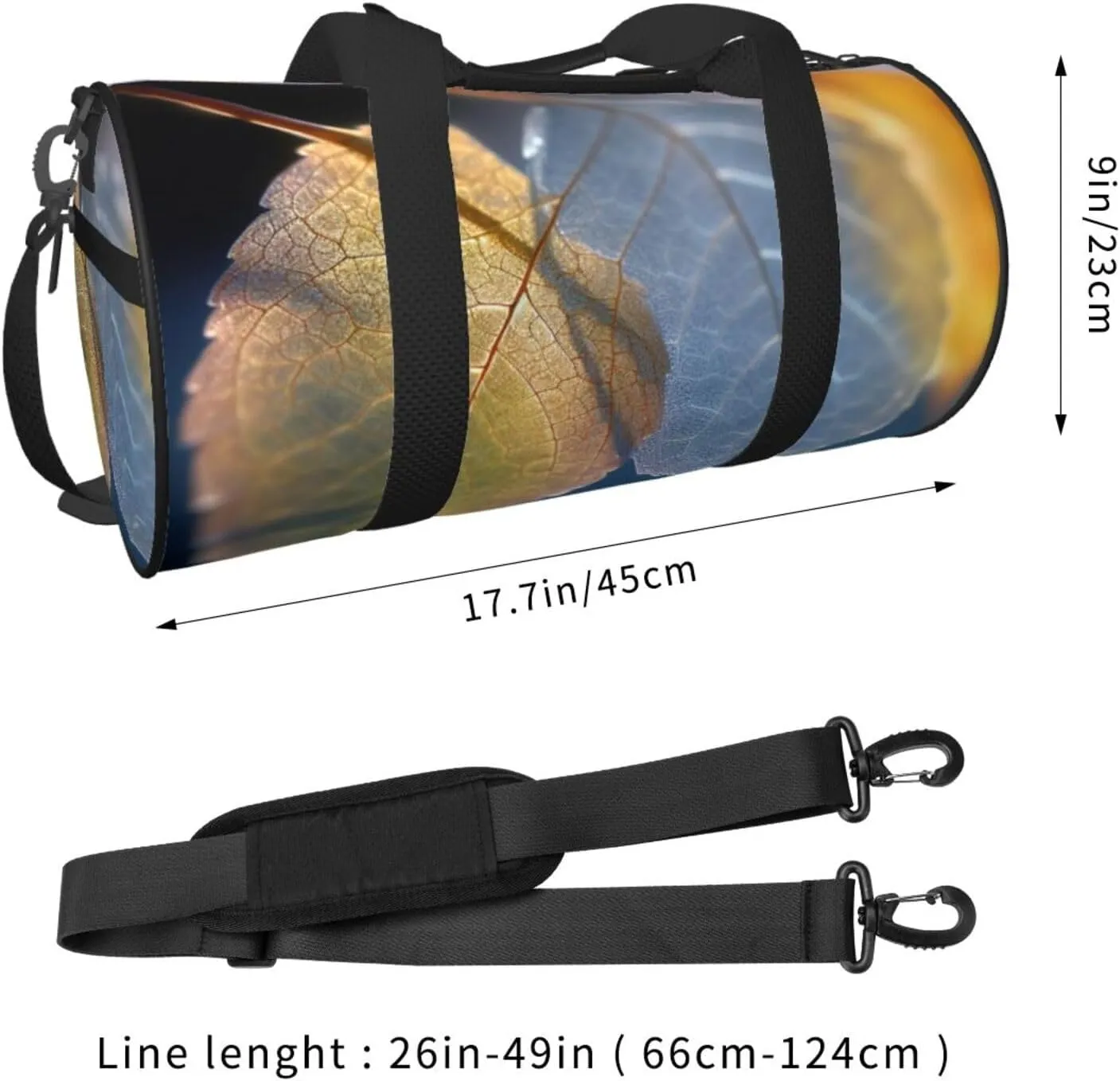 Duffel Bag for Men Women Small Gym Bag Translucent Leaves Travel Duffel Bag Waterproof Overnight Bag for Sports Workout