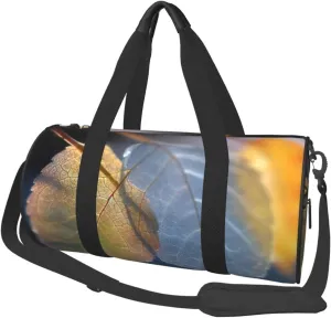 Duffel Bag for Men Women Small Gym Bag Translucent Leaves Travel Duffel Bag Waterproof Overnight Bag for Sports Workout