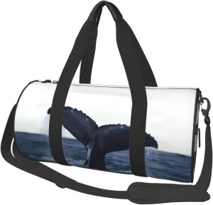 Duffel Bag for Men Women Small Gym Bag Whale Tail in The Sea Travel Duffel Bag Waterproof Overnight Bag for Sports Workout