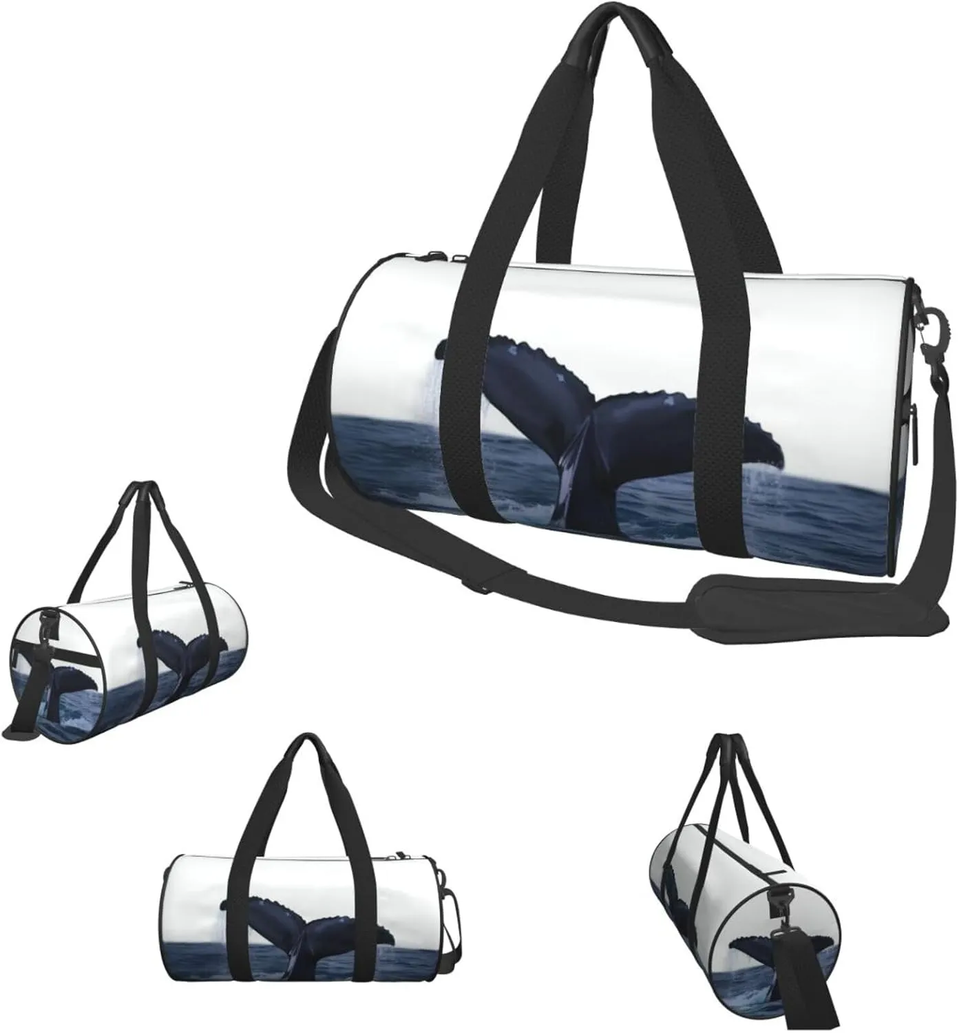 Duffel Bag for Men Women Small Gym Bag Whale Tail in The Sea Travel Duffel Bag Waterproof Overnight Bag for Sports Workout