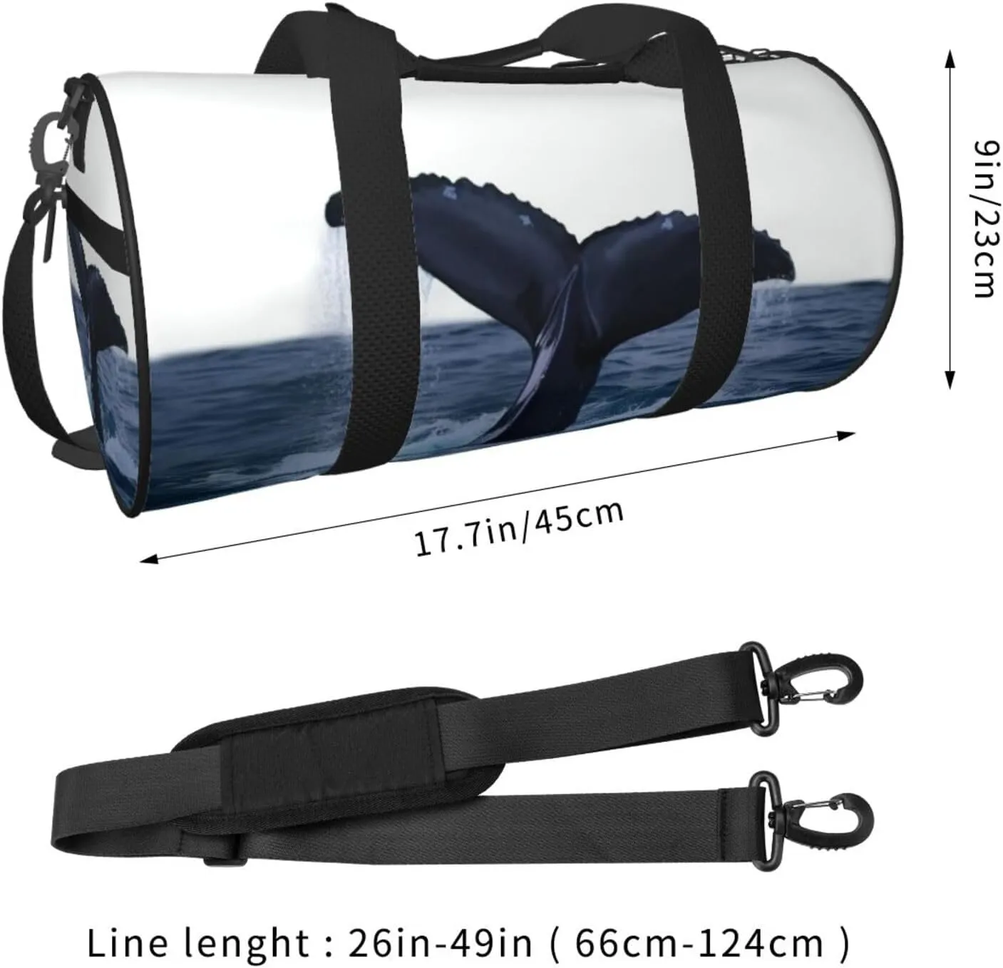 Duffel Bag for Men Women Small Gym Bag Whale Tail in The Sea Travel Duffel Bag Waterproof Overnight Bag for Sports Workout