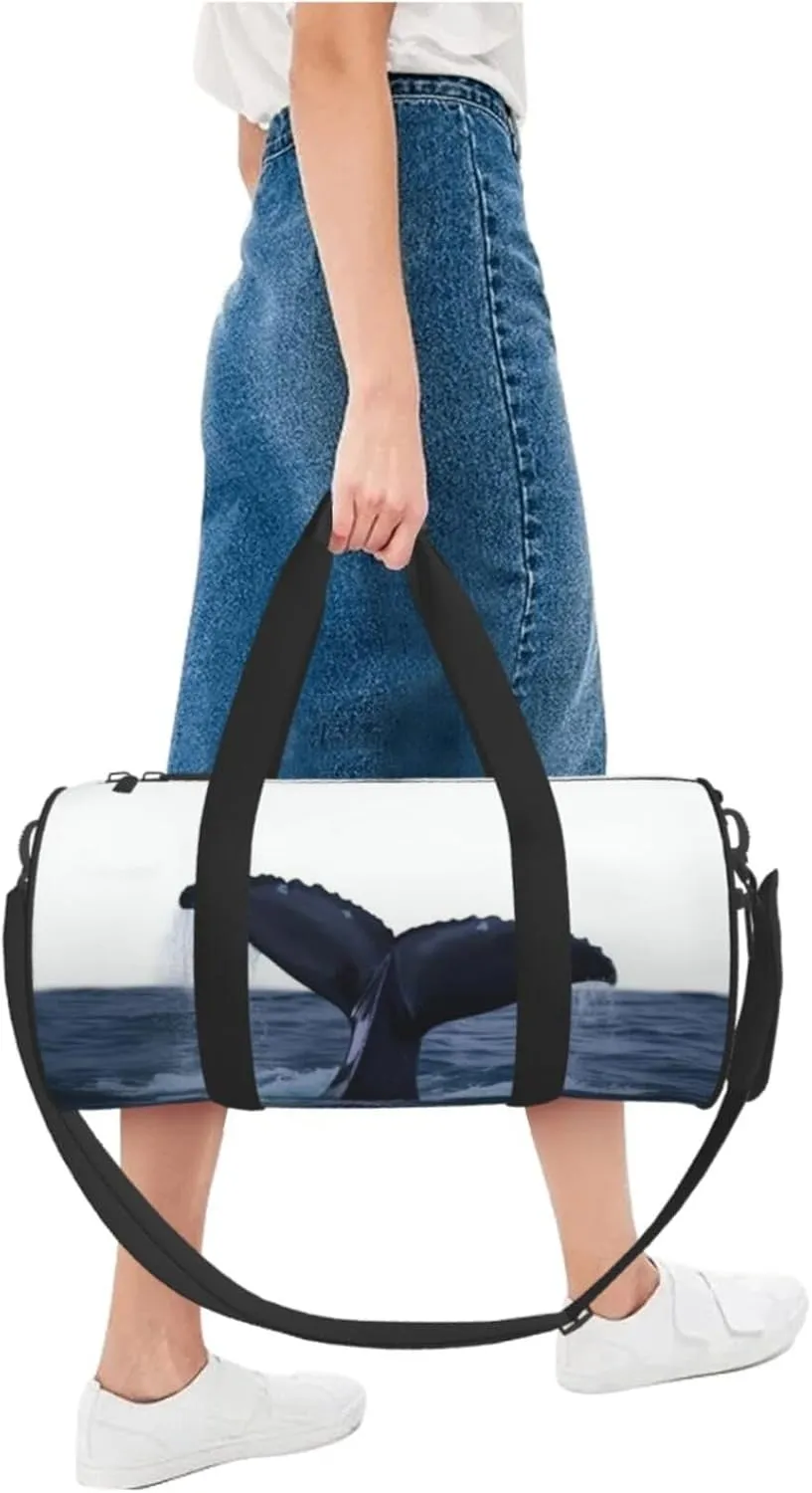 Duffel Bag for Men Women Small Gym Bag Whale Tail in The Sea Travel Duffel Bag Waterproof Overnight Bag for Sports Workout