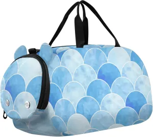 Duffel Bags for Boys Girls Blue Mermaid Scales Dance Bag Small Gym Bags for Kids Teens