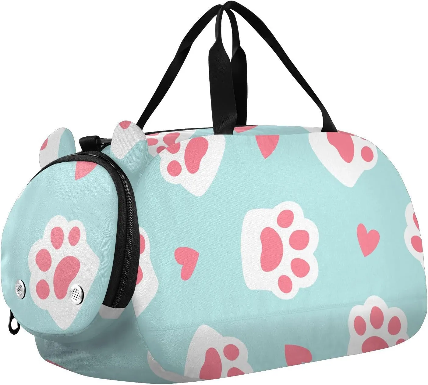 Duffel Bags for Boys Girls Cute Cat Paw Footprint Dance Bag Small Gym Bags for Kids Teens