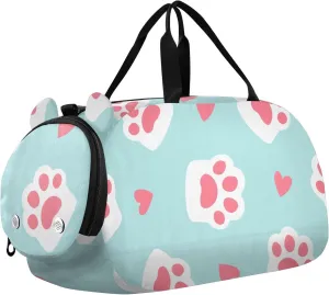 Duffel Bags for Boys Girls Cute Cat Paw Footprint Dance Bag Small Gym Bags for Kids Teens