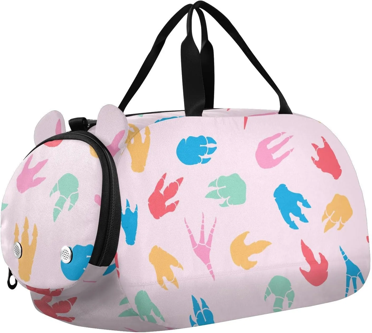 Duffel Bags for Boys Girls Dinosaur Paw Colored Footprint Dance Bag Small Gym Bags for Kids Teens