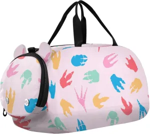Duffel Bags for Boys Girls Dinosaur Paw Colored Footprint Dance Bag Small Gym Bags for Kids Teens