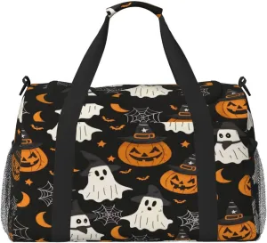 Duffle Bag Cute Halloween Pumpkins Ghost Bats Travel Duffel Bags for Men Women with Adjustable Strap Carry on Gym Bag Overnight Weekender Bag