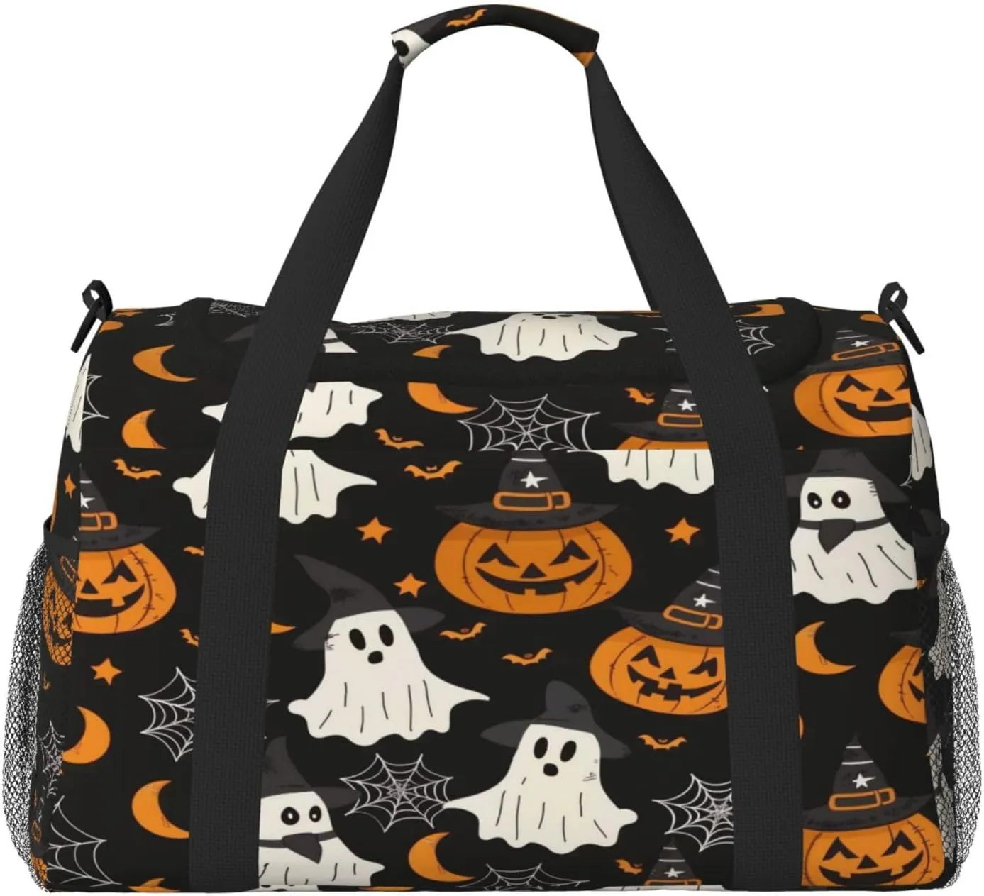 Duffle Bag Cute Halloween Pumpkins Ghost Bats Travel Duffel Bags for Men Women with Adjustable Strap Carry on Gym Bag Overnight Weekender Bag