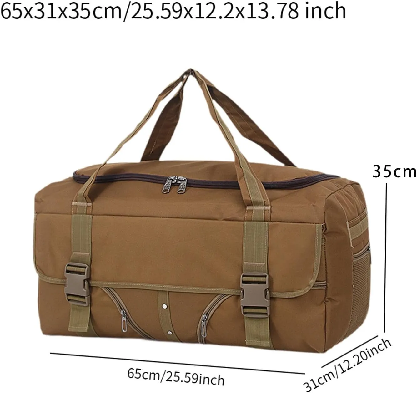 Duffle Bag for Travel and Gym Use with Multiple Compartments, Khaki