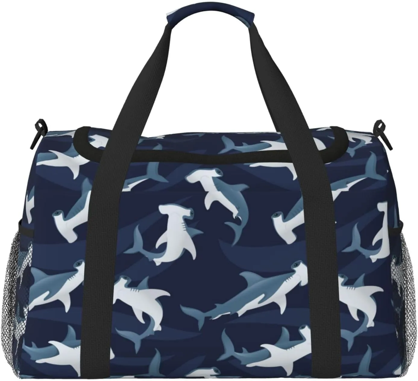 Duffle Bag for Travel, Cartoon Cute Hammerhead Shark Weekender Overnight Duffel Bag, Carry On Bag Gym Bag for Women Men, Personal Item Travel Bag