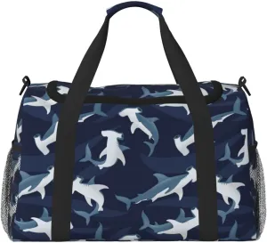 Duffle Bag for Travel, Cartoon Cute Hammerhead Shark Weekender Overnight Duffel Bag, Carry On Bag Gym Bag for Women Men, Personal Item Travel Bag