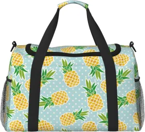 Duffle Bag for Travel, Cute Golden Yellow Pineapple Weekender Overnight Duffel Bag, Carry On Bag Gym Bag for Women Men, Personal Item Travel Bag