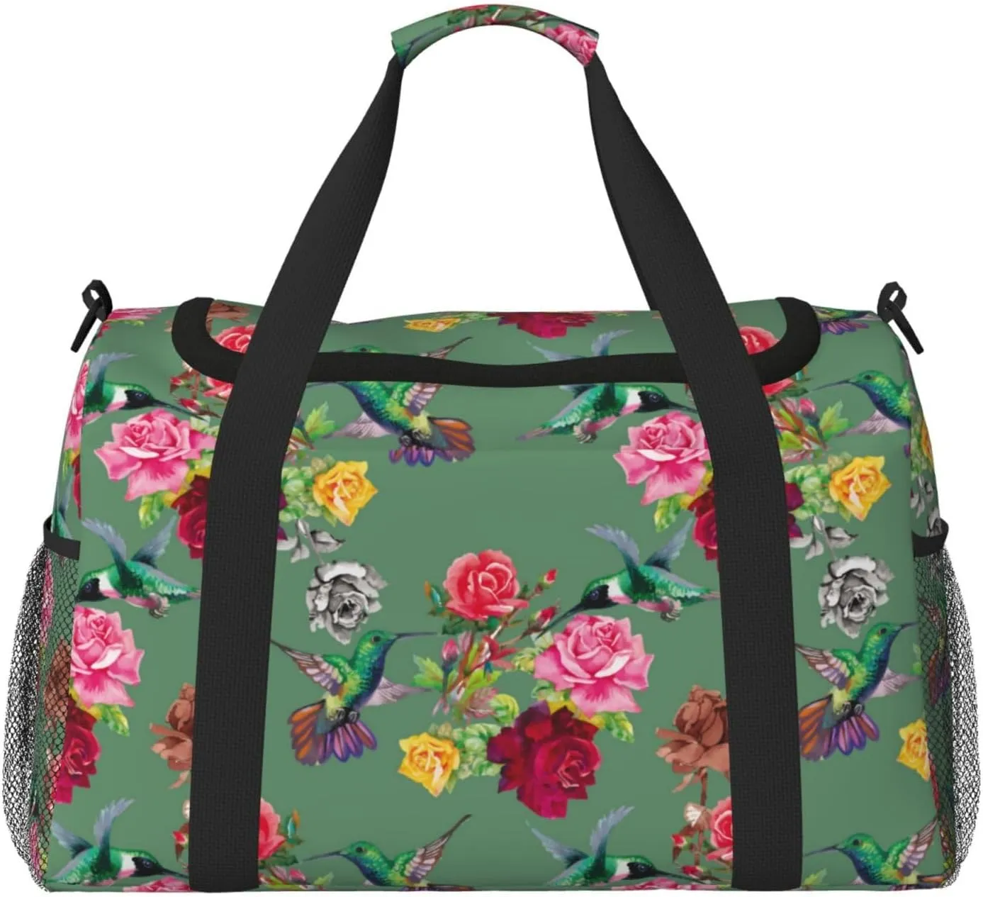 Duffle Bag for Travel, Hummingbird Rose Weekender Overnight Duffel Bag, Carry On Bag Gym Bag for Women Men, Personal Item Travel Bag