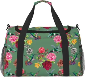 Duffle Bag for Travel, Hummingbird Rose Weekender Overnight Duffel Bag, Carry On Bag Gym Bag for Women Men, Personal Item Travel Bag