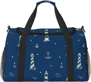 Duffle Bag for Travel, Lighthouses and Anchors Weekender Overnight Duffel Bag, Carry On Bag Gym Bag for Women Men, Personal Item Travel Bag