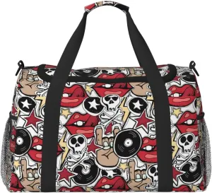Duffle Bag for Travel, lip skull Weekender Overnight Duffel Bag, Carry On Bag Gym Bag for Women Men, Personal Item Travel Bag