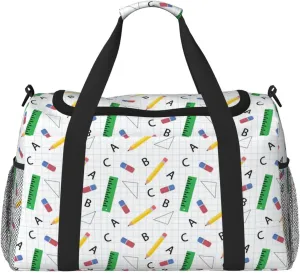 Duffle Bag for Travel, pencil ruler Weekender Overnight Duffel Bag, Carry On Bag Gym Bag for Women Men, Personal Item Travel Bag