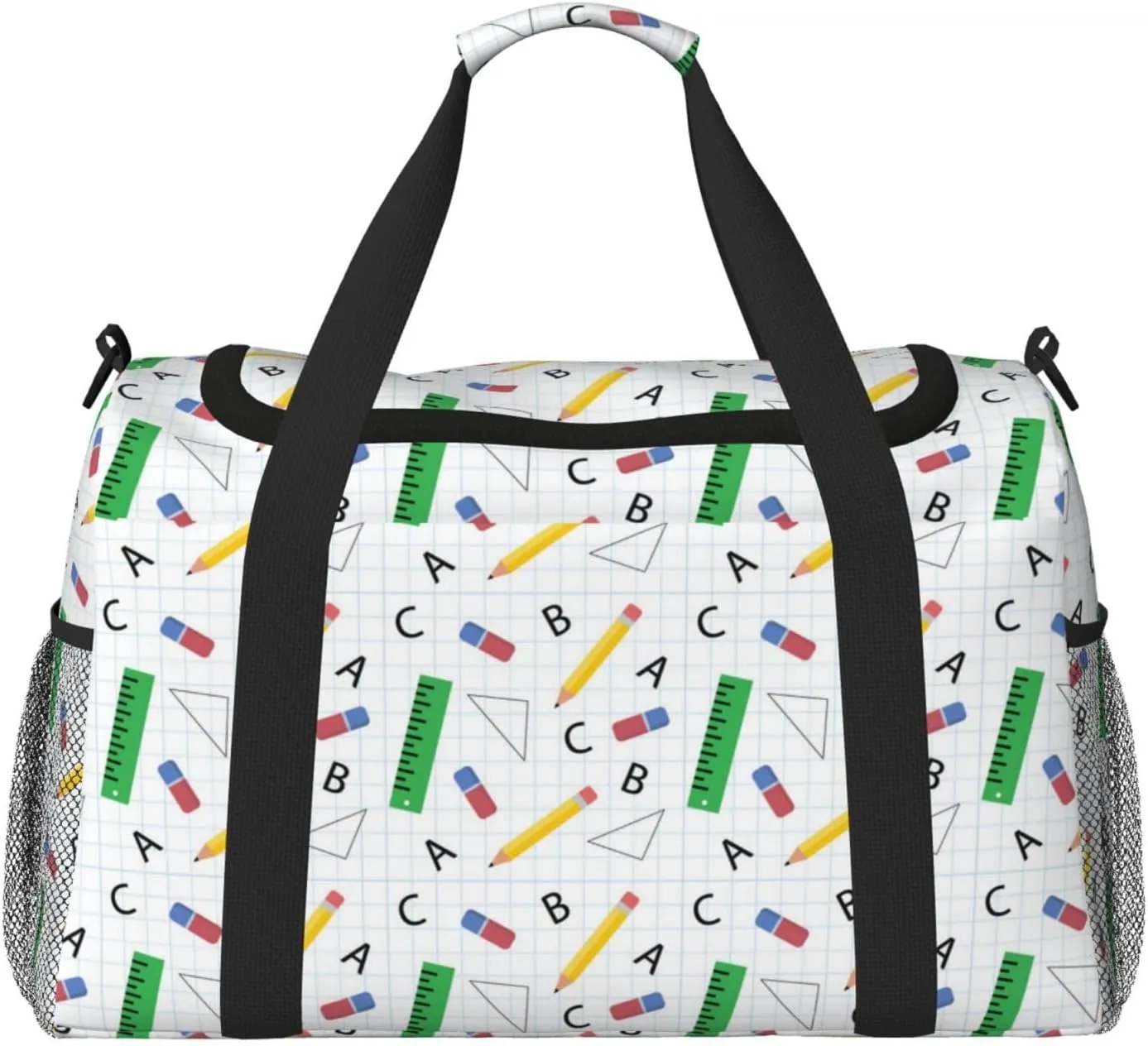 Duffle Bag for Travel, pencil ruler Weekender Overnight Duffel Bag, Carry On Bag Gym Bag for Women Men, Personal Item Travel Bag