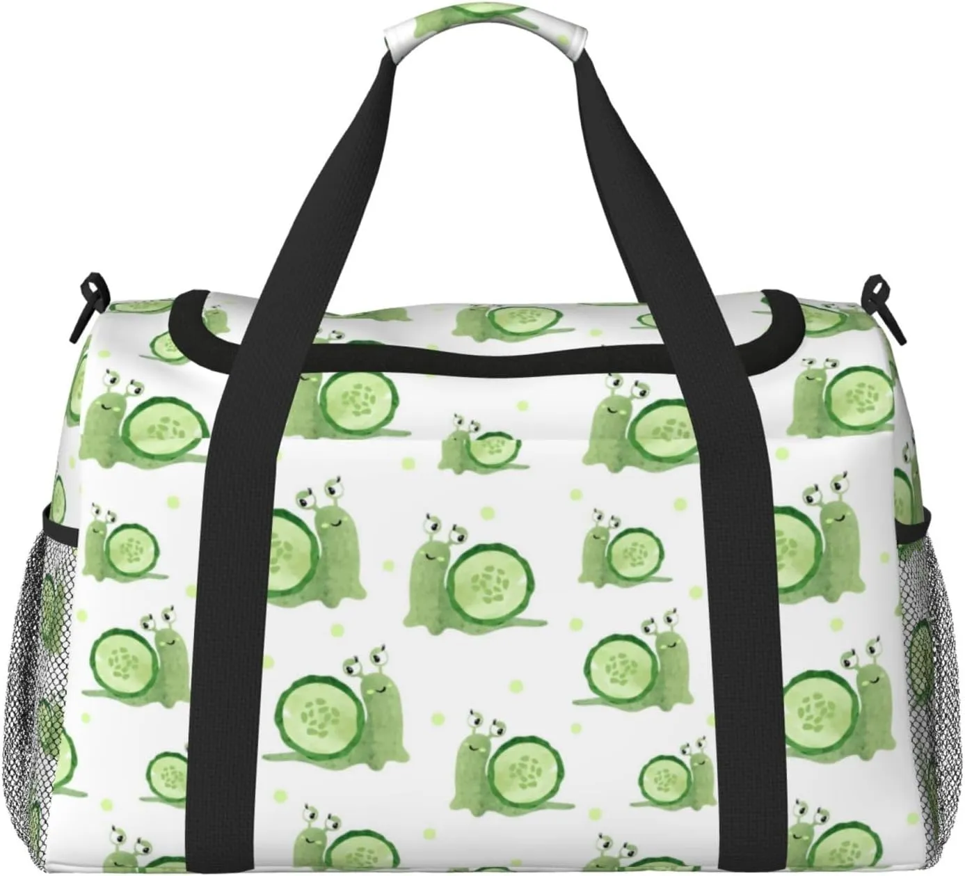 Duffle Bag for Travel, Snails cucumber slices Weekender Overnight Duffel Bag, Carry On Bag Gym Bag for Women Men, Personal Item Travel Bag