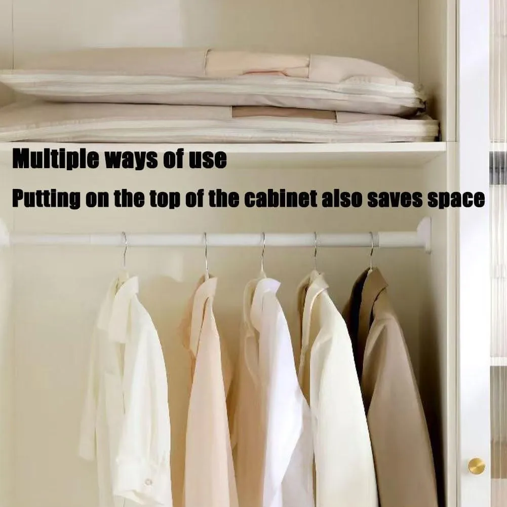 Dust Cover Clothes Bags for Down Coat，Space Saver Closet Organizers，Space Saving Hanging Garment Bag with Self Compression Zipper(Beige,XX-Large)