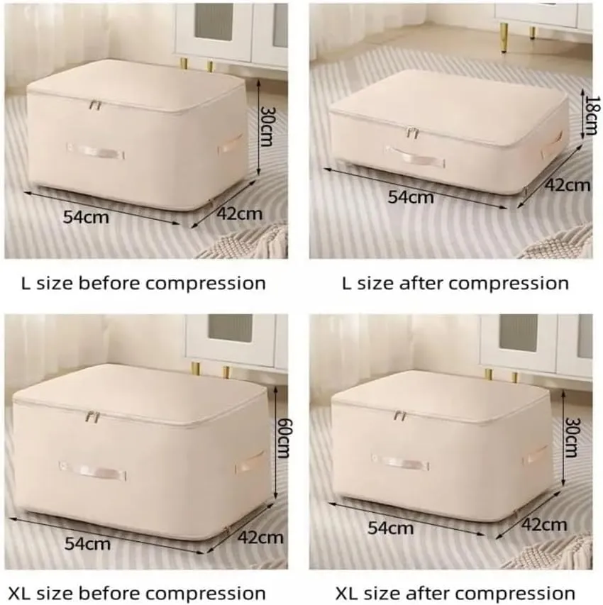 Dustproof And Moisture-Proof Compression Storage Bag Quilt Compression Organizer Bag Large Capacity Clothes Luggage Moving Bag(Gray,L)