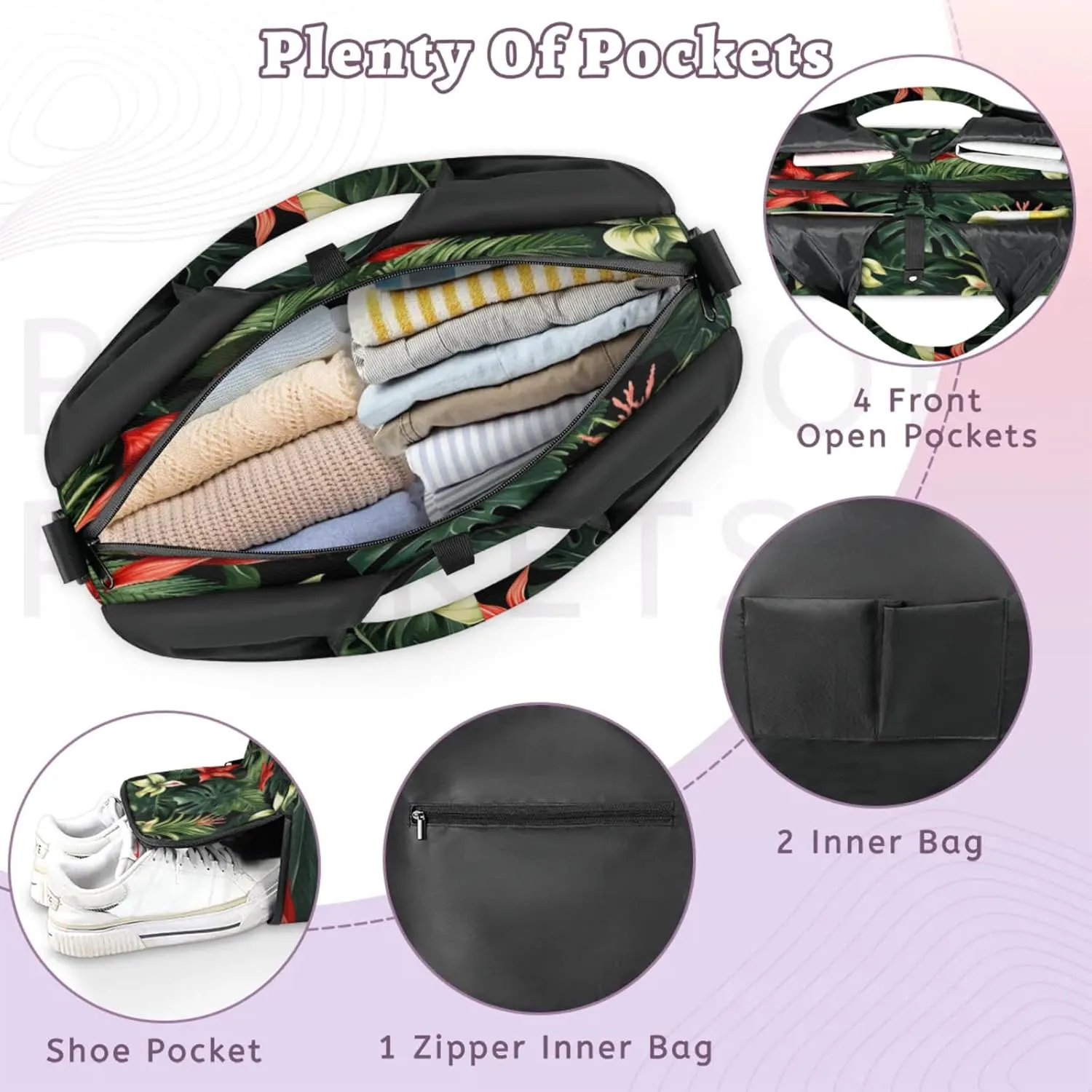 Dynamic Jungle Scene Waterproof Gym Bag for Men Women, Sports Duffel Bag with Shoe Compartment Yoga Mat Holder, Portable Large Travel Bag for Fitness, Camping, Weekend Trips