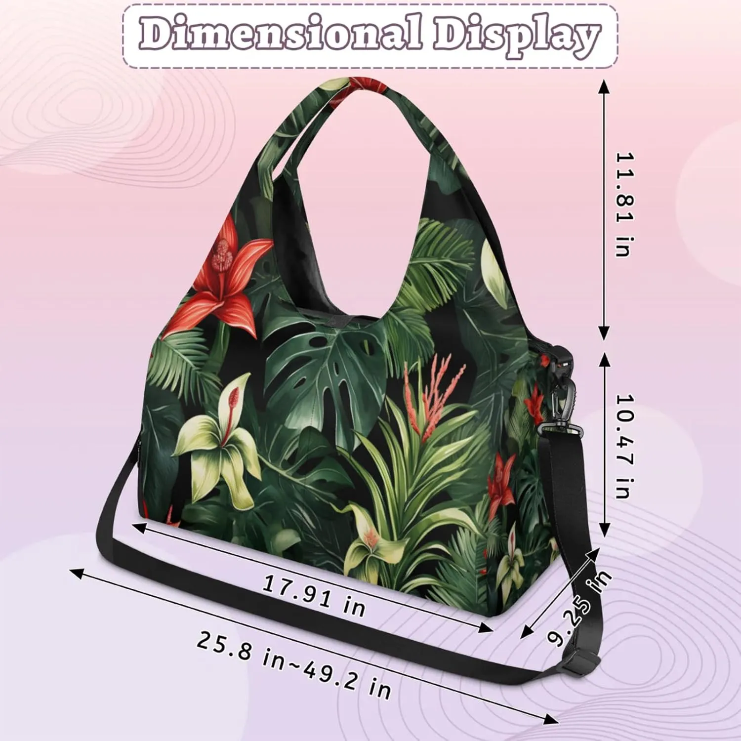 Dynamic Jungle Scene Waterproof Gym Bag for Men Women, Sports Duffel Bag with Shoe Compartment Yoga Mat Holder, Portable Large Travel Bag for Fitness, Camping, Weekend Trips