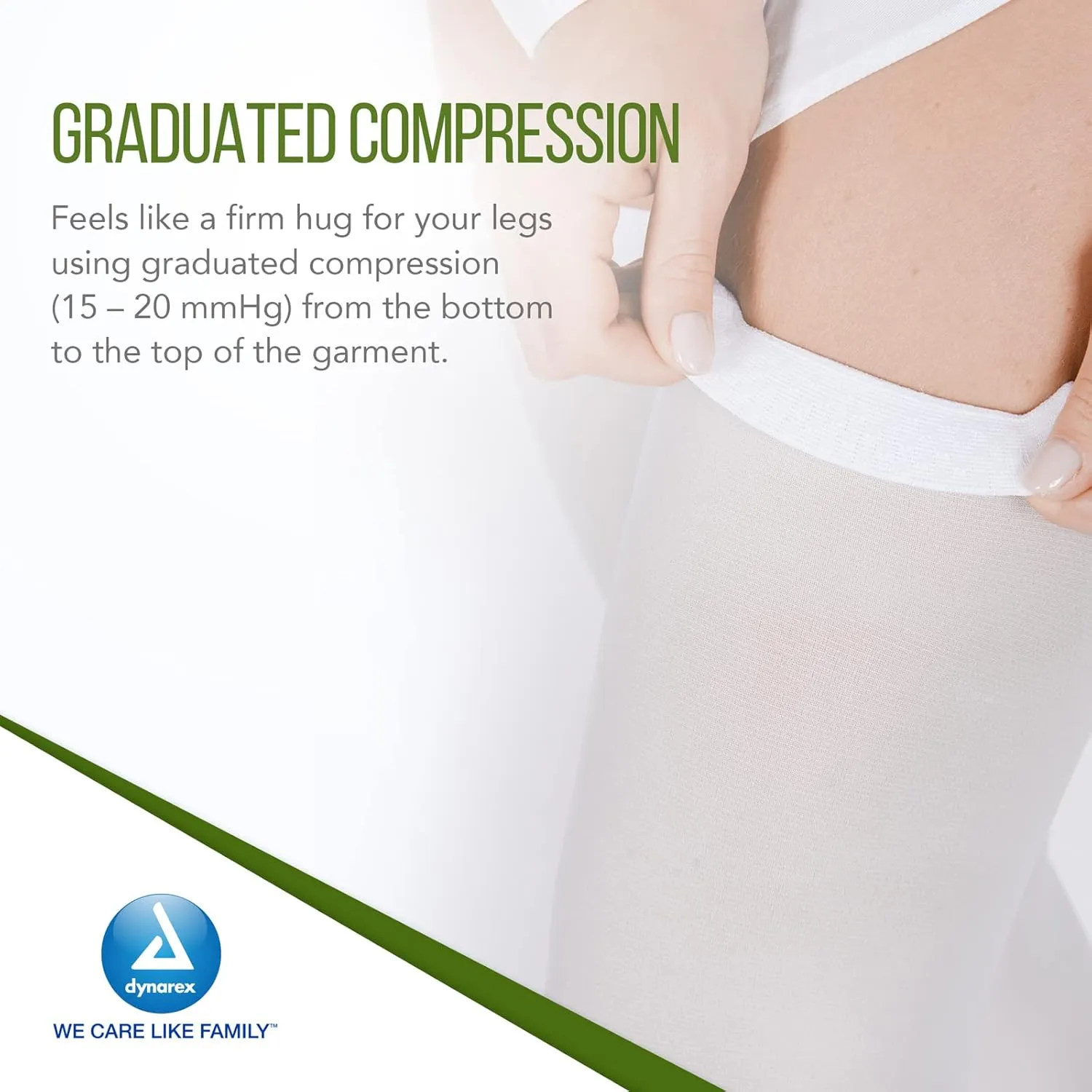 Dynarex DynaFit Compression Stockings Thigh High, 8-20 mmHg, Help Prevent Blood Clots, Relieve Pain & Varicose Veins, White, 1 Pair of Stockings