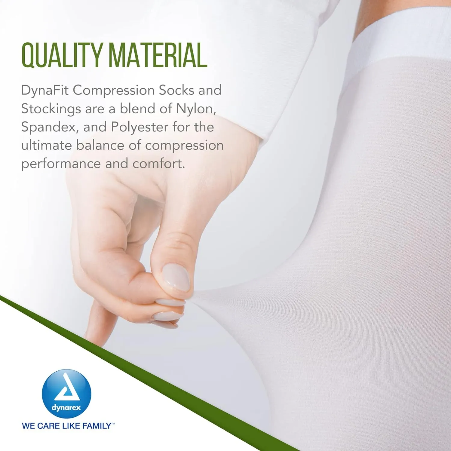 Dynarex DynaFit Compression Stockings Thigh High, 8–20 mmHg, Help Prevent Blood Clots, Relieve Pain & Varicose Veins, White, 1 Case of 60 DynaFit Compression Stockings