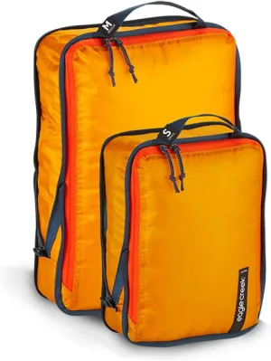 Eagle Creek Pack-It Isolate Compression Packing Cubes for Travel Set S/M - 2 Lightweight, Water-Resistant Suitcase Organizer Bags with Compression Zip, Sahara Yellow
