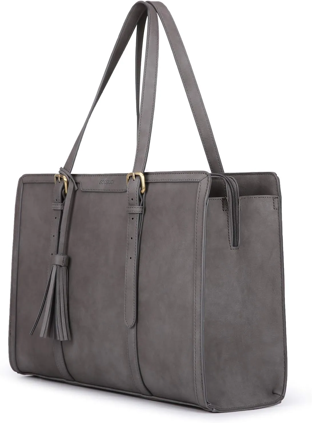 ECOSUSI Laptop Bag For Women 15.6 Inch Work Tote Bags PU Leather Computer Purse For Business Office With 3 Layer Compartments