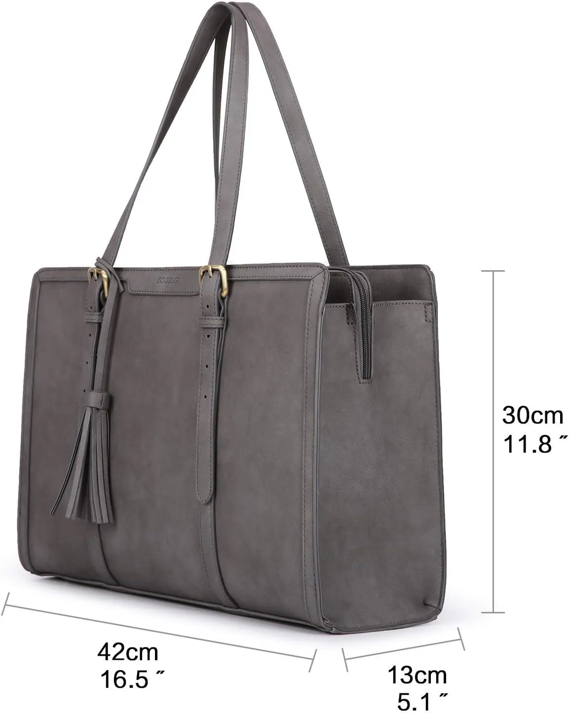 ECOSUSI Laptop Bag For Women 15.6 Inch Work Tote Bags PU Leather Computer Purse For Business Office With 3 Layer Compartments
