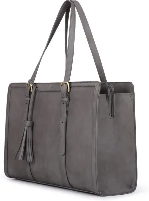 ECOSUSI Laptop Bag For Women 15.6 Inch Work Tote Bags PU Leather Computer Purse For Business Office With 3 Layer Compartments