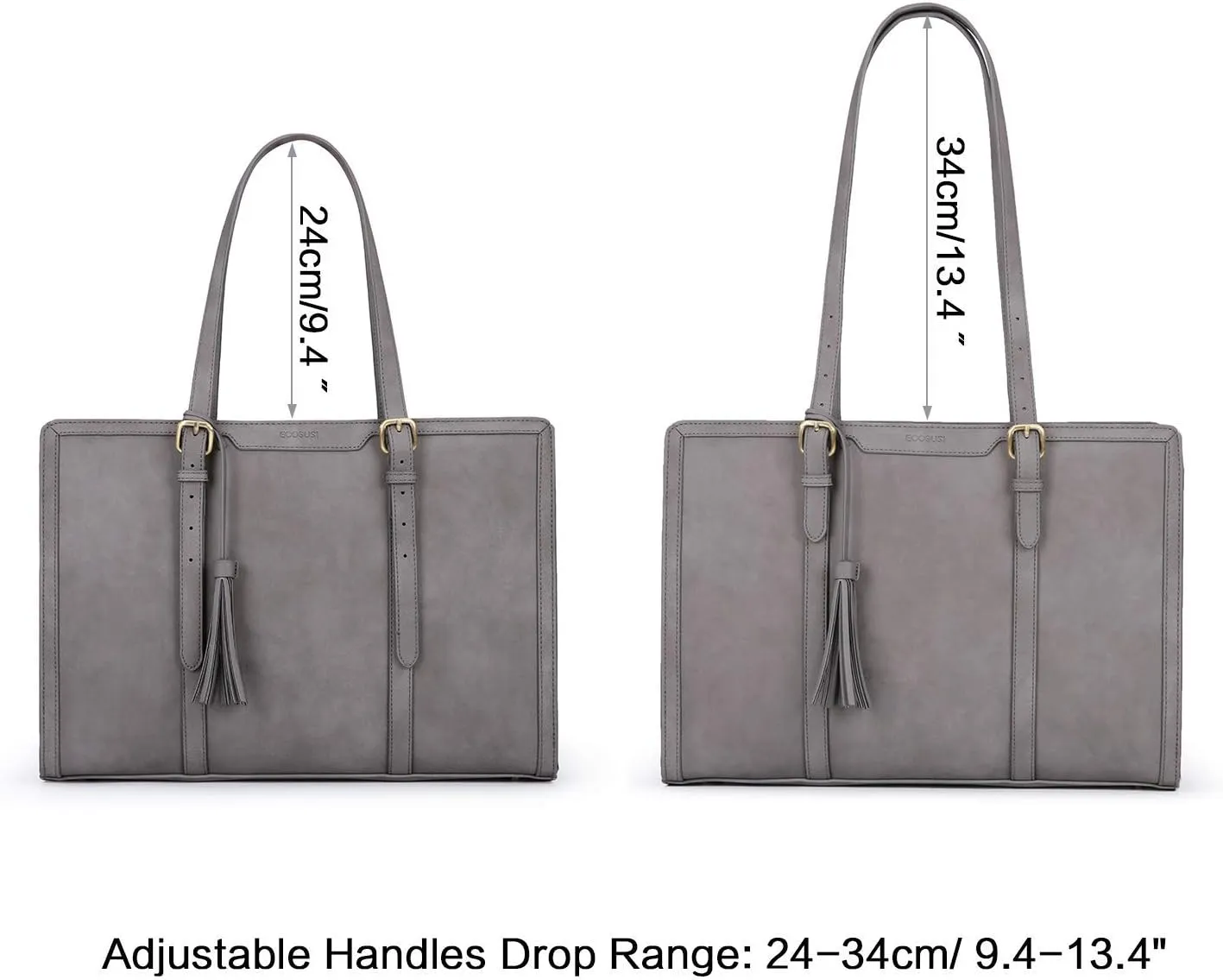 ECOSUSI Laptop Bag For Women 15.6 Inch Work Tote Bags PU Leather Computer Purse For Business Office With 3 Layer Compartments