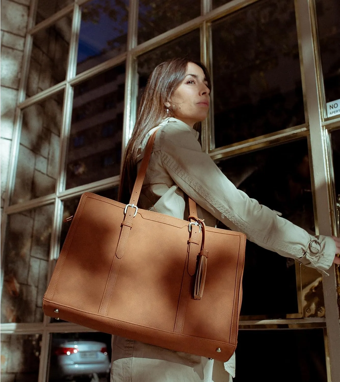 ECOSUSI Laptop Bag For Women 15.6 Inch Work Tote Bags PU Leather Computer Purse For Business Office With 3 Layer Compartments