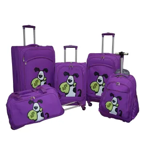 Ed Heck Lightweight 5-PC Spinner Luggage Set Purple-Money Doggie One Size U2