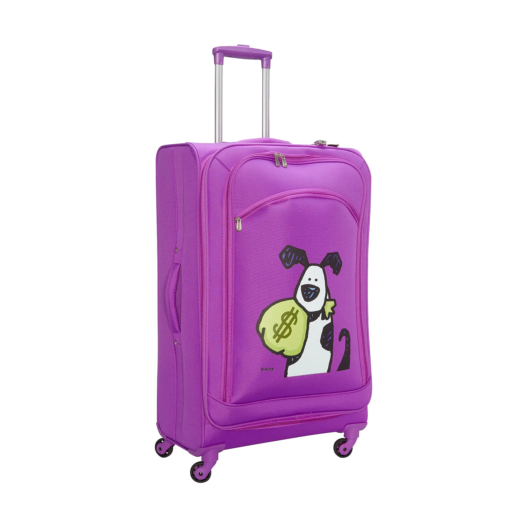 Ed Heck Lightweight 5-PC Spinner Luggage Set Purple-Money Doggie One Size U2
