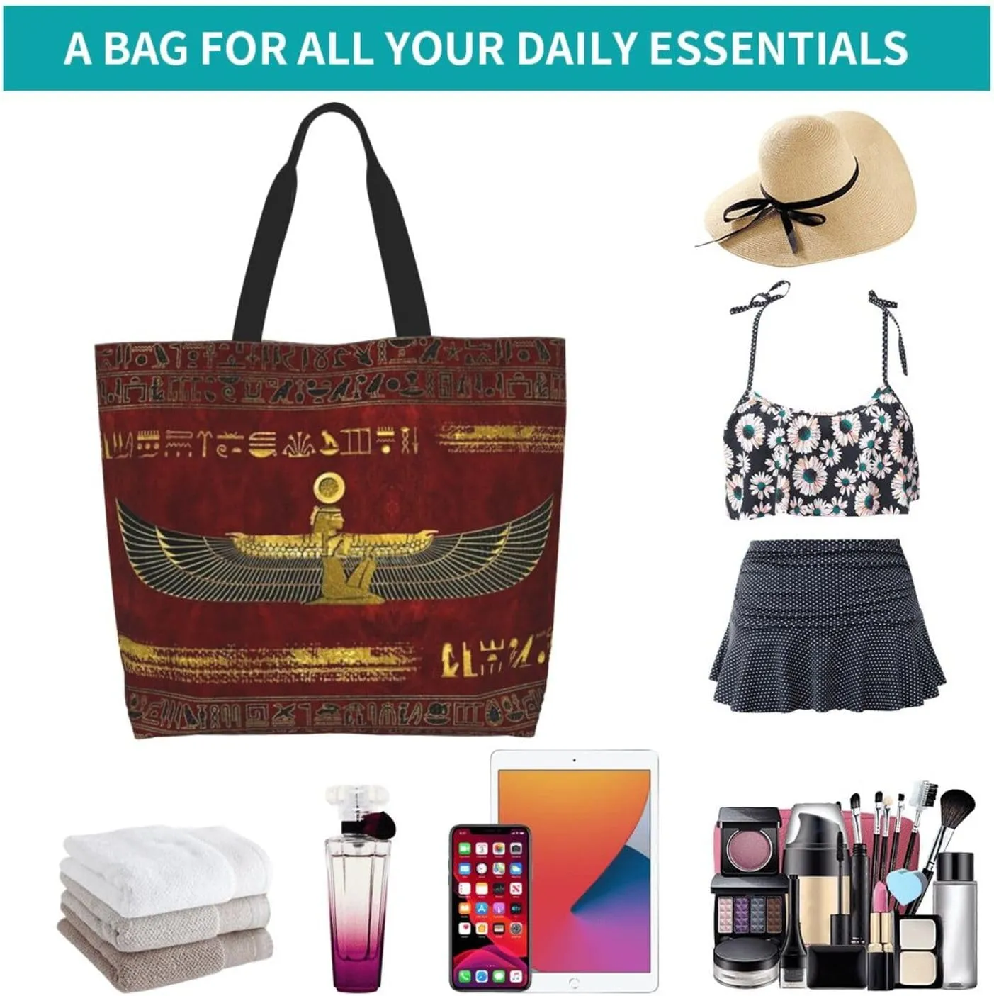 Egypt Canvas Tote Bag Ancient Egypt Shoulder Bag African Handbag Casual Egyptian Grocery Bag for Egypt Travel