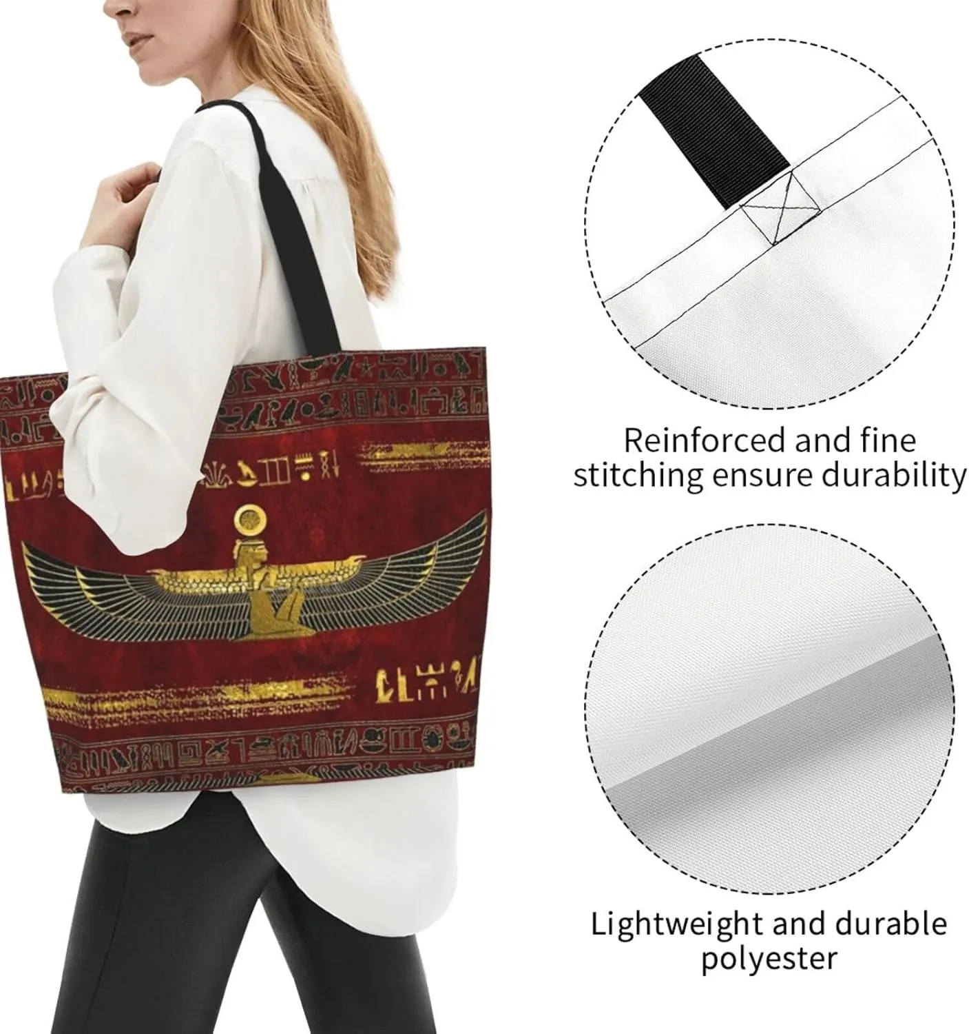 Egypt Canvas Tote Bag Ancient Egypt Shoulder Bag African Handbag Casual Egyptian Grocery Bag for Egypt Travel