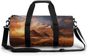 Egyptian Pyramids Gym Bag Small Travel Duffle Bag with Compartment Carry On Weekender Bag for Women Men