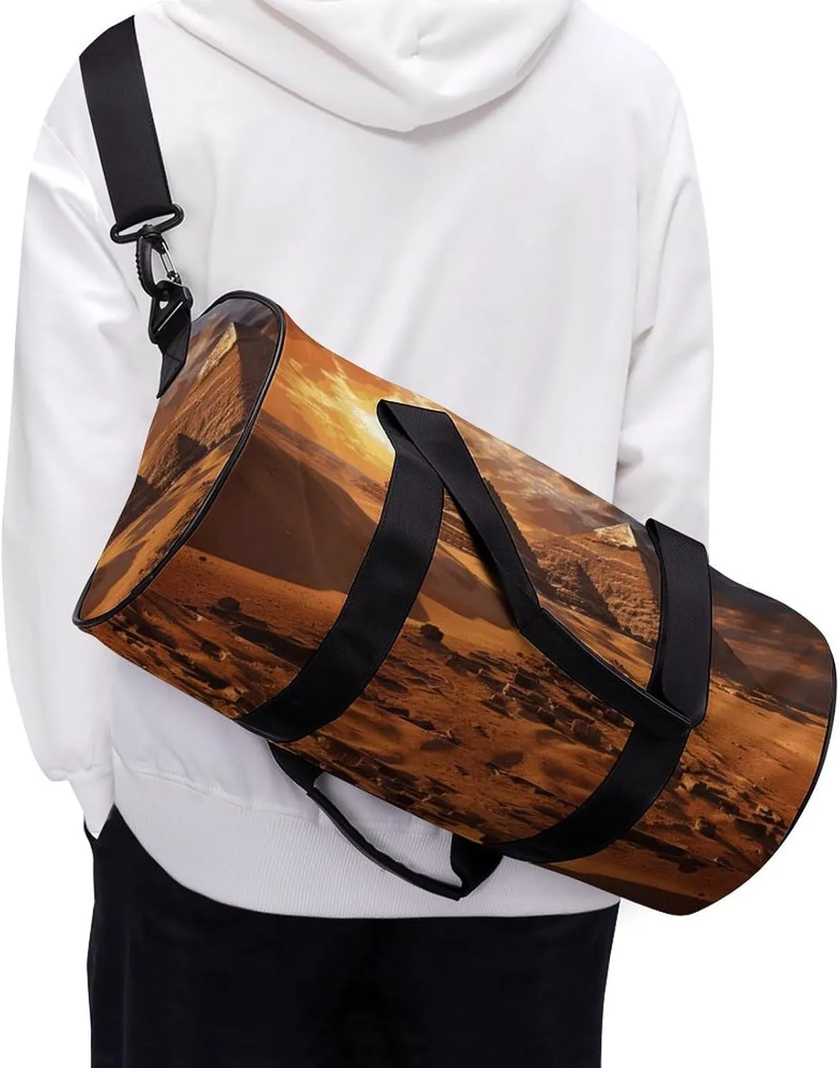 Egyptian Pyramids Gym Bag Small Travel Duffle Bag with Compartment Carry On Weekender Bag for Women Men