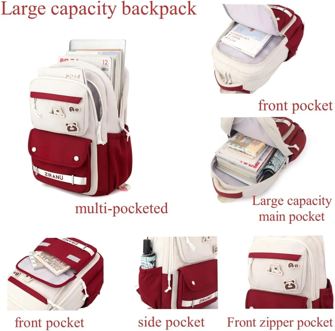 EKUIZAI Trolley Backpack for Girls Middle Kids School Bags with Wheels Rolling School Bags for Teen Girls