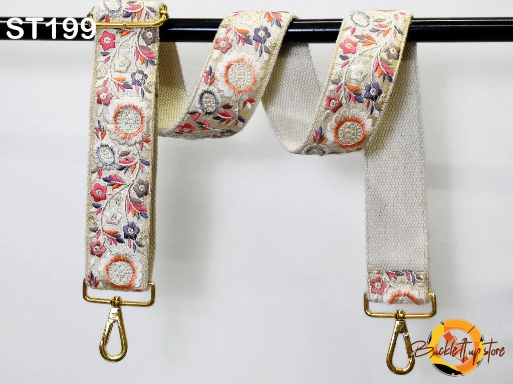 Embroidered Purse Strap Crossbody Strap for Purses Handbag Boho Bag Strap Floral Embroidery Replacement Strap Boho Guitar Strap Gift for her